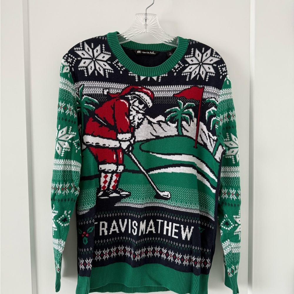 Travis Mathew Festive Green Golf Sweater